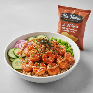 Spicy Shrimp Bowl Combo (Regular) — Brown Rice / Miss Vickie's Jalapeno Kettle Cooked Potato Chips