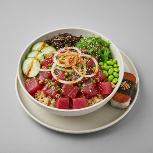 Hawaiian Ahi Bowl Combo (Regular) — Brown Rice / Garlic Spam Musubi