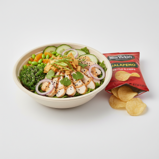 Sweet Sesame Chicken Salad Bowl Combo (Regular) — Mixed Greens / Miss Vickie's Jalapeno Kettle Cooked Potato Chips