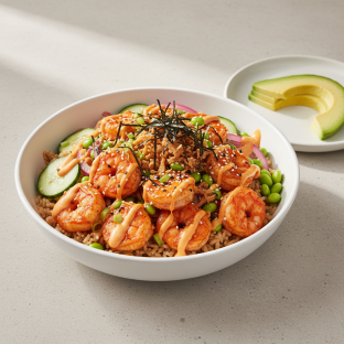 Gluten Free Spicy Shrimp Bowl Combo (Regular) — Brown Rice / Side of Avocado