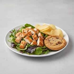 Tokyo Supergreens with Oven Roasted Chicken Salad with Chips and Cookie Tokyo Supergreens with Oven Roasted Chicken Salad with Chips and Cookie