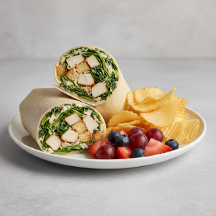 Chicken Caesar Wrap with Chips and Fruit Chicken Caesar Wrap with Chips and Fruit