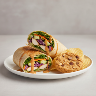 Thai Chicken Crunch Wrap with Chips and Cookie Thai Chicken Crunch Wrap with Chips and Cookie