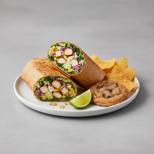 Crispy Chicken Poblano Wrap with Chips and Cookie Crispy Chicken Poblano Wrap with Chips and Cookie