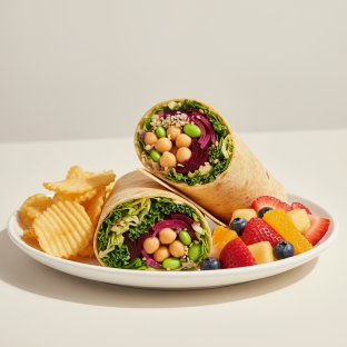 Plant Power Wrap with Chips and Fruit Plant Power Wrap with Chips and Fruit