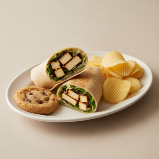 Tokyo Supergreens with Organic Sesame Tofu Wrap with Chips and Cookie Tokyo Supergreens with Organic Sesame Tofu Wrap with Chips and Cookie