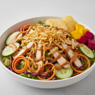 Thai Chicken Crunch Salad with Chips and Fruit Thai Chicken Crunch Salad with Chips and Fruit