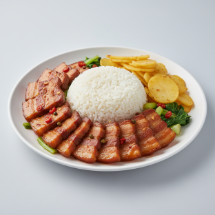 Mala Braised Pork Belly Rice With Hot & Sour Potato Mala Braised Pork Belly Rice With Hot & Sour Potato