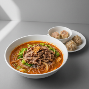Double Boiled Beef With Glass Noodle W/ Pork & Shrimp Siu Mai Double Boiled Beef With Glass Noodle W/ Pork & Shrimp Siu Mai