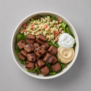 Beef Souvlaki Salad Bowl With Israeli Couscous