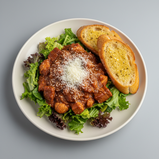 Lettuce Mix with Chicken Cacciatore, Sunday Gravy and Pecorino Romano