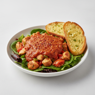 Lettuce Mix with Chicken Cacciatore, Vegetarian Marinara and Crushed Red Pepper Flakes