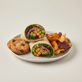 Plant Power Wrap with Chips and Cookie