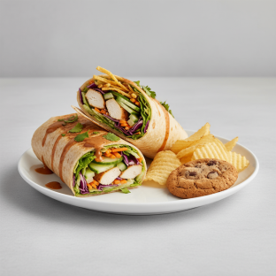 Thai Chicken Crunch Wrap with Chips and Cookie