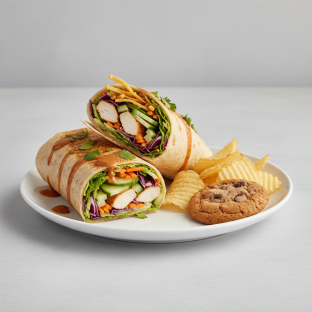 Thai Chicken Crunch Wrap with Chips and Cookie