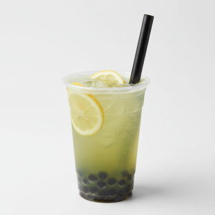 25% Sweetness Fresh Lemon Green Tea with Boba [16 oz]