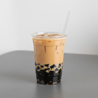 25% Sweetness Four Seasons Milk Tea with Grass Jelly [16 oz]
