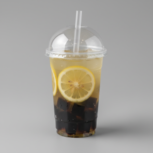50% Sweetness Fresh Lemon Green Tea with Grass Jelly [16 oz]