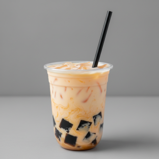 50% Sweetness Orange Yakult with Grass Jelly [16 oz]