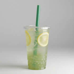 25% Sweetness Fresh Lemon Green Tea with Crystal Boba [24 oz]
