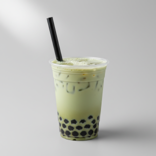 50% Sweetness Green Milk Tea with Boba [16 oz]