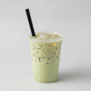 25% Sweetness Green Milk Tea with Lychee Jelly [16 oz]