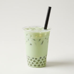 50% Sweetness Green Milk Tea with Crystal Boba [16 oz]