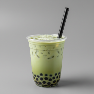 25% Sweetness Green Milk Tea with Boba [24 oz]