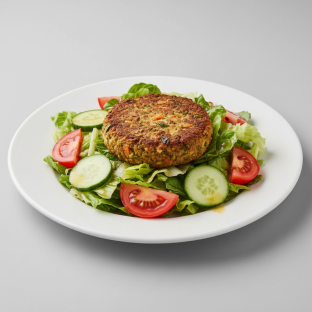 Green Salad with Veggie Patty Green Salad with Veggie Patty