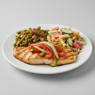 Grilled Fish with Southern Green Beans, Pasta Salad Grilled Fish with Southern Green Beans, Pasta Salad
