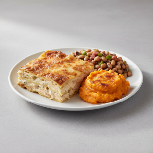 Alfredo Chicken Lasagna, Sweet Potatoes Casserole, Black Eyed Peas Alfredo Chicken Lasagna, Sweet Potatoes Casserole, Black Eyed Peas