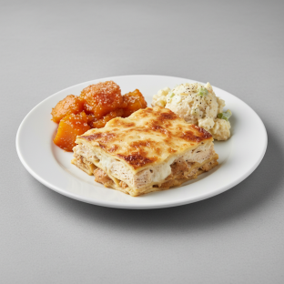 Alfredo Chicken Lasagna, Candied Yams, Potato Salad Alfredo Chicken Lasagna, Candied Yams, Potato Salad