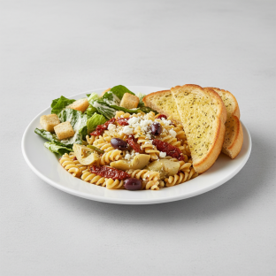 Specialty Pasta with Mediterranean Pasta, Caesar Salad Specialty Pasta with Mediterranean Pasta, Caesar Salad