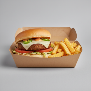 B'igi Falafel Mexicali Box - Gluten Free Bun - Fries B'igi Falafel Mexicali Box - Gluten Free Bun - Fries