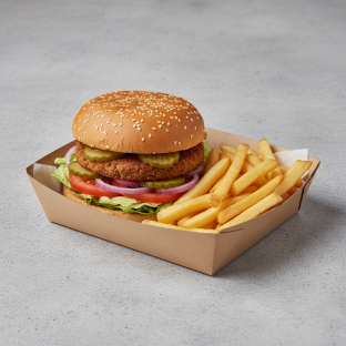 B'igi Falafel Burger Box - Vegan Gluten Free - Fries B'igi Falafel Burger Box - Vegan Gluten Free - Fries