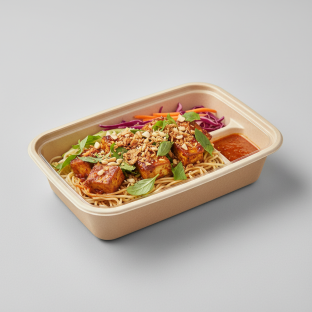 Bowl Boxed Lunch — Tofu with Noodles and Spicy Sauce Bowl Boxed Lunch — Tofu with Noodles and Spicy Sauce