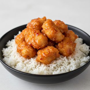 Firecracker Bowl — Jasmine Rice with Crispy Tempura Chicken Firecracker Bowl — Jasmine Rice with Crispy Tempura Chicken