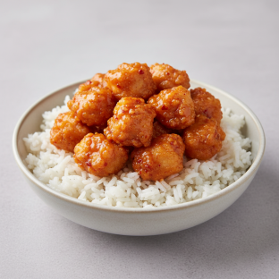Korean Spice Bowl — Jasmine Rice with Crispy Tempura Chicken Korean Spice Bowl — Jasmine Rice with Crispy Tempura Chicken