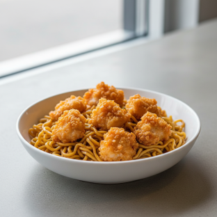 Orange Ginger Bowl — Hibachi Noodles with Crispy Tempura Chicken Orange Ginger Bowl — Hibachi Noodles with Crispy Tempura Chicken
