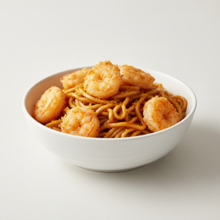 Orange Ginger Bowl — Hibachi Noodles with Crispy Tempura Shrimp Orange Ginger Bowl — Hibachi Noodles with Crispy Tempura Shrimp