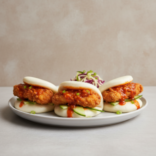 Bao Bun — Crispy Tempura Chicken with Firecracker Bao Bun — Crispy Tempura Chicken with Firecracker