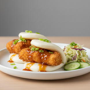 Bao Bun — Crispy Tempura Chicken with Orange Ginger Bao Bun — Crispy Tempura Chicken with Orange Ginger
