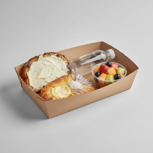 The Breakfast Box — Raisin Nut Bread with Cream Cheese, Cheese Danish, Flat Water The Breakfast Box — Raisin Nut Bread with Cream Cheese, Cheese Danish, Flat Water