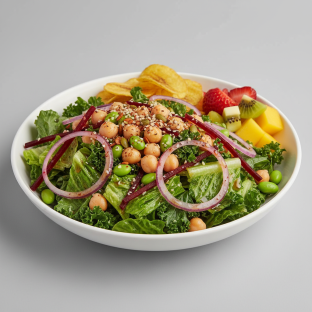 Plant Power Salad with Chips and Fruit Plant Power Salad with Chips and Fruit