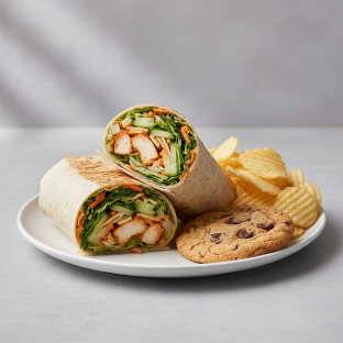 Buffalo Chicken Wrap with Chips and Cookie