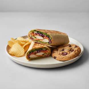 Thai Chicken Crunch Wrap with Chips and Cookie