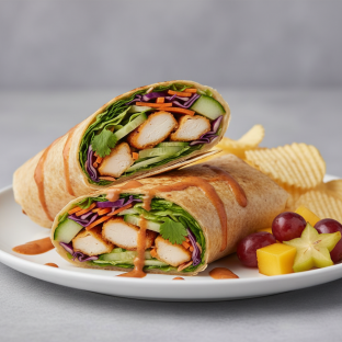 Thai Chicken Crunch Wrap with Chips and Fruit