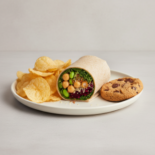 Plant Power Wrap with Chips and Cookie