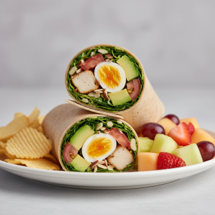 California Cobb Wrap with Chips and Fruit California Cobb Wrap with Chips and Fruit