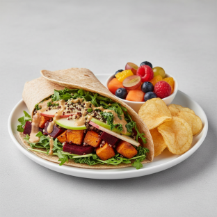 Earth Bowl Wrap with Chips and Fruit Earth Bowl Wrap with Chips and Fruit